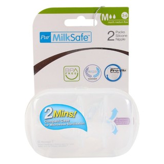Vỉ 2 núm cổ rộng Pur Milk Safe