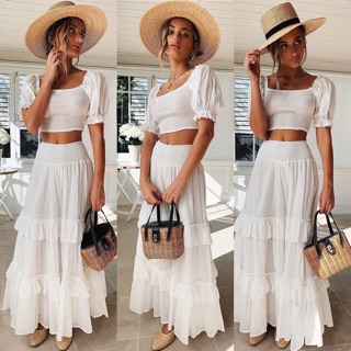 Chân váy tầng boho
