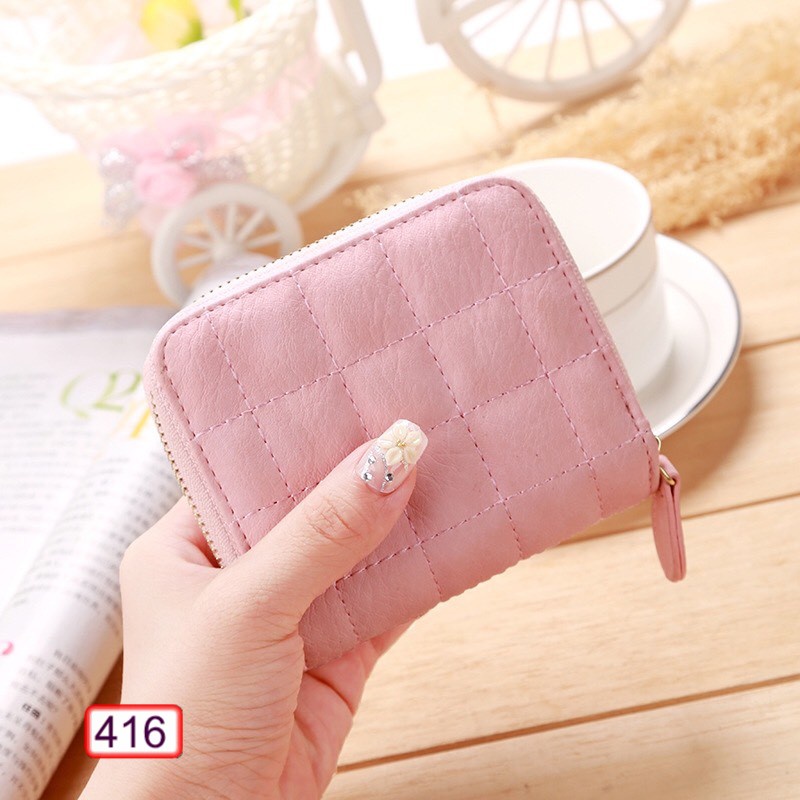 Ví Ngắn Nữ Cầm Tay Cao Cấp 416 Sọc Vuông Nhiều Ngăn Siêu Hot Cực Đẹp - Hazo