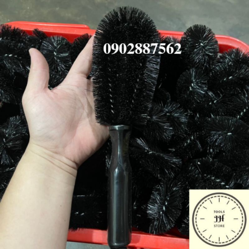 bàn chải cọ vệ sinh xe máy, ô tô chuyên nghiệp cán đen (chuyên vệ sinh lốp, mâm vành xe)
