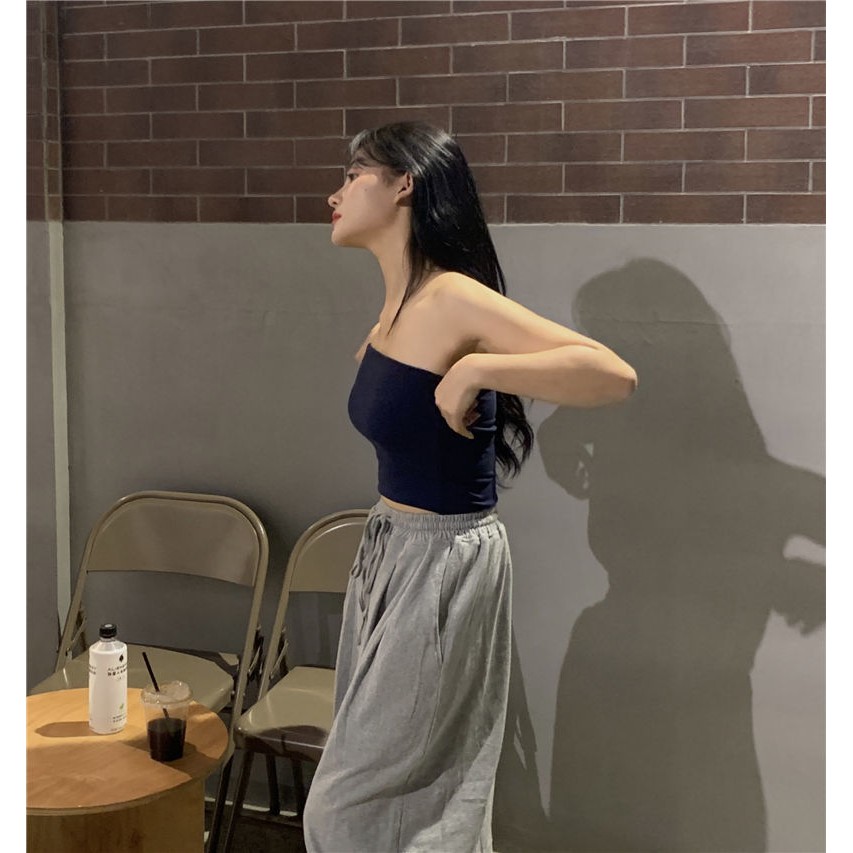 Cocory vn Áo Croptop Sát Nách Màu Trơn Thiết Kế Ôm Sát Quyến Rũ Thời Trang Cho Nữ 4 Màu Lựa Chọn