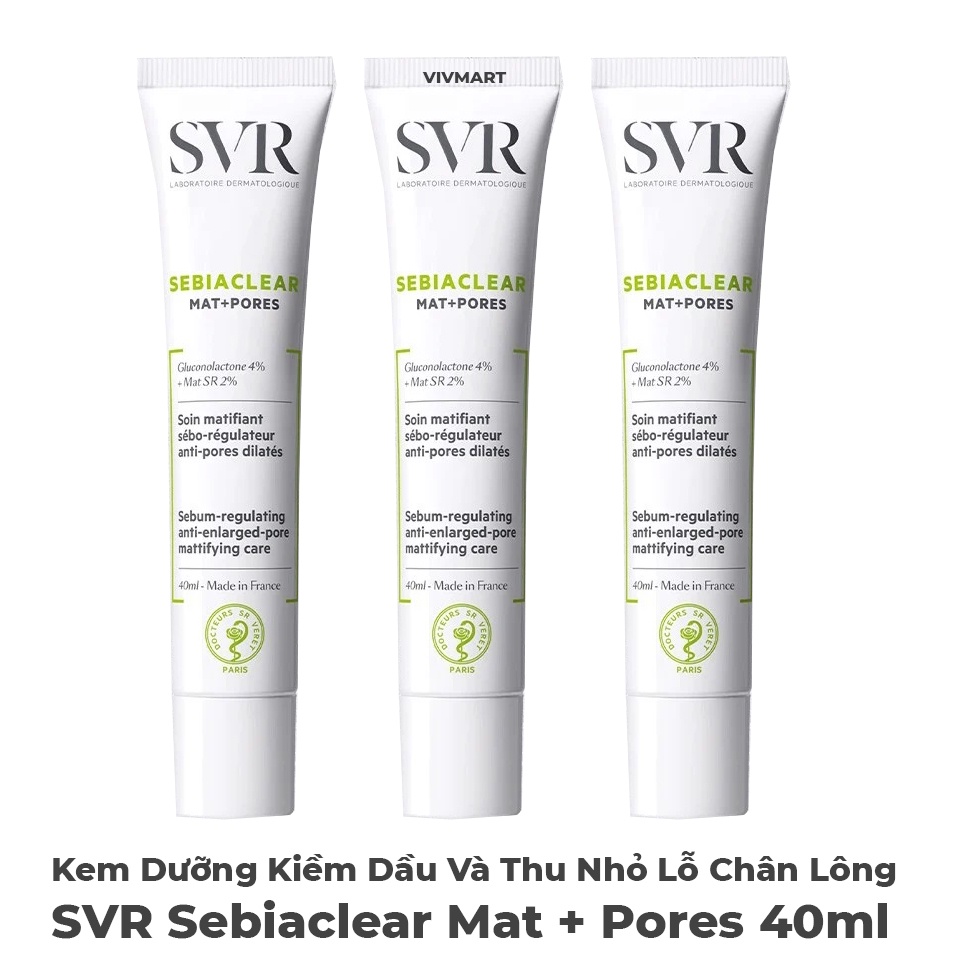 ✅ Kem Dưỡng Kiềm Dầu Giảm Mụn Và Thu Nhỏ Lỗ Chân Lông SVR Sebiaclear Mat + Pores 40ml