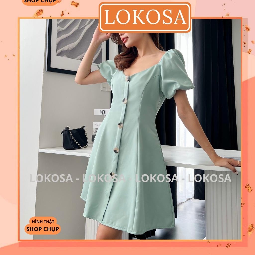 Đầm Công Sở LOKOSA Váy Dự tiệc đi chơi Thiết Kế Dáng Xòe Dài Hàn Quốc Đẹp Màu Đen Xanh Sang Trọng VD026