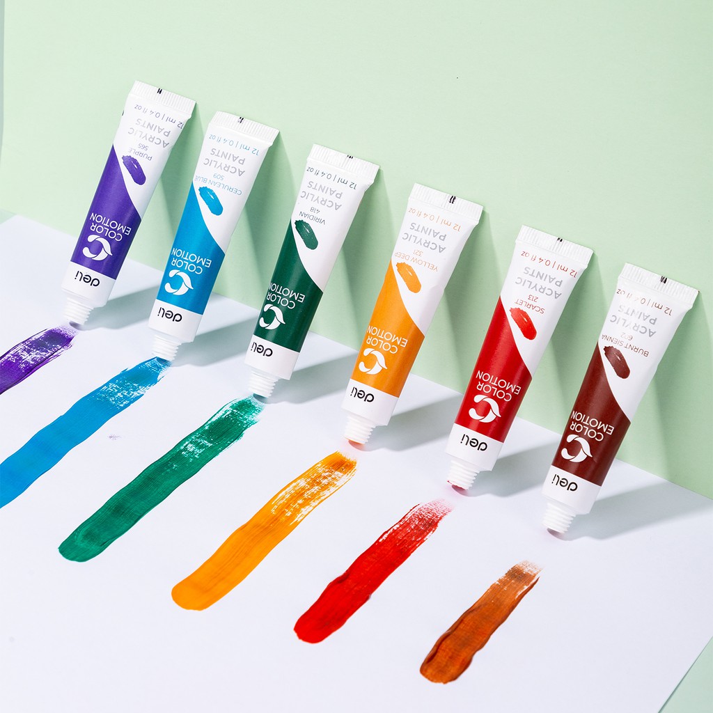Màu nước Acrylic dạng tuýp 12ml Deli - 12/24 màu - 1 hộp - EC12