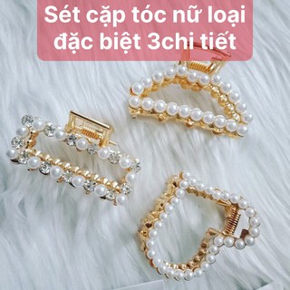 [Set 3c] Kẹp tóc càng cua đính đá ngọc cỡ nhỏ phong cách sang trọng