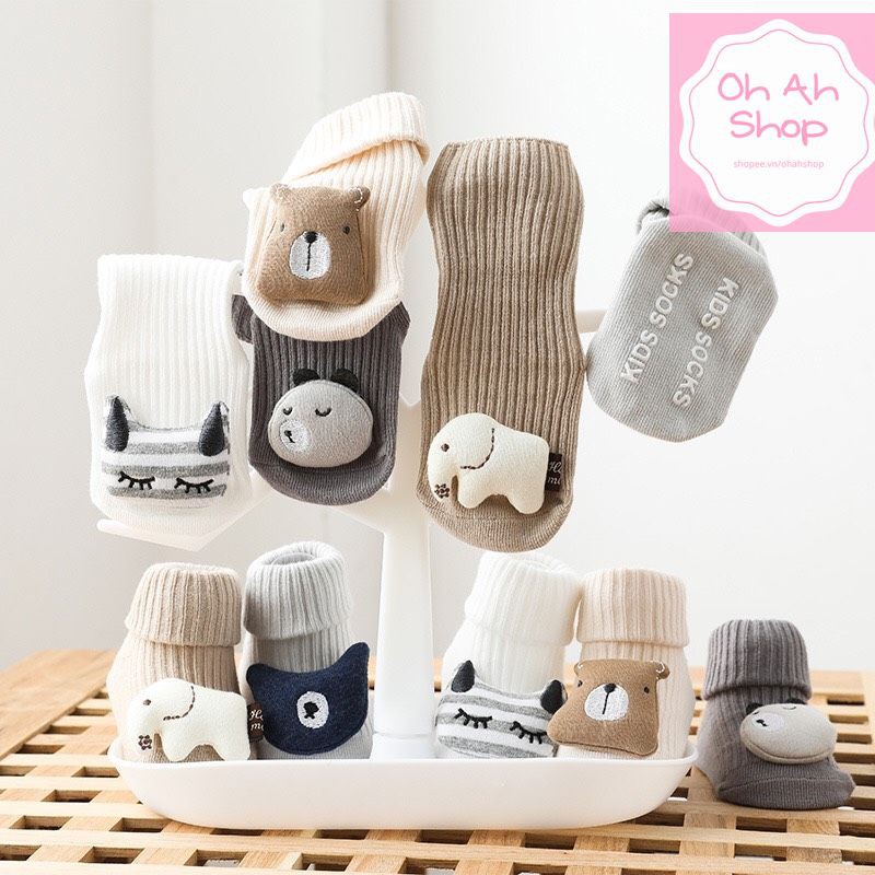 [Chọn mẫu] Tất sơ sinh Tất gối cotton giữ ấm cho bé style Hàn Quốc mix đồ siêu đáng yêu