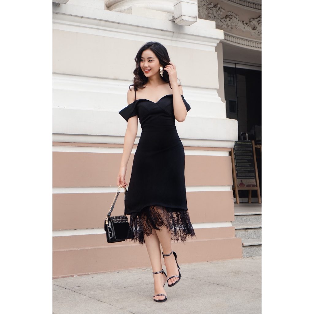 XIPI - Đầm Đen Tùng Nối Ren Tay Rớt | BigBuy360 - bigbuy360.vn