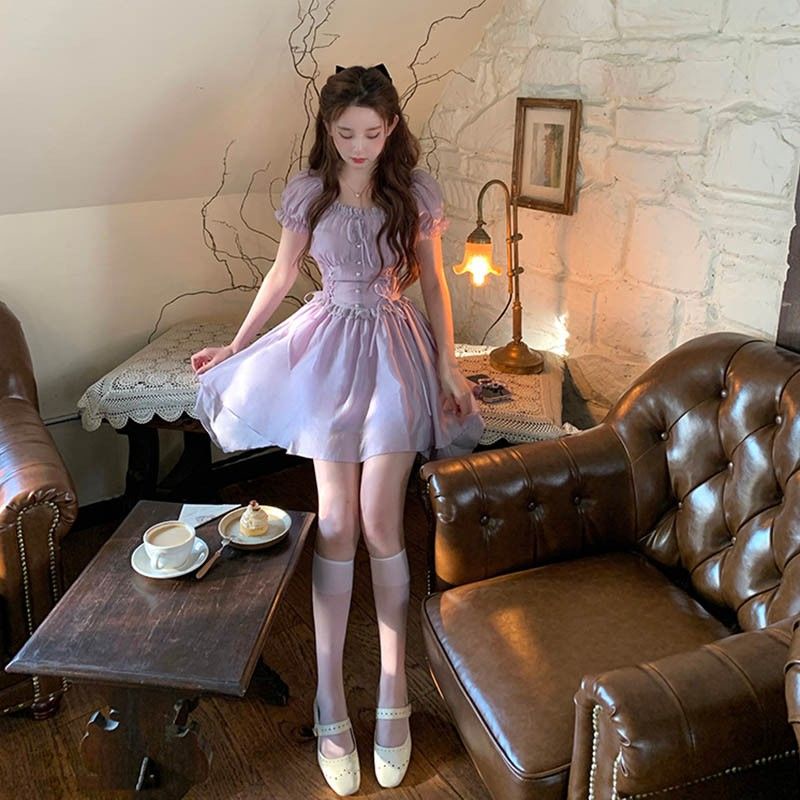 Summer women's wear 2022 new French advanced temperament small chic beautiful purple skinny dress skirt