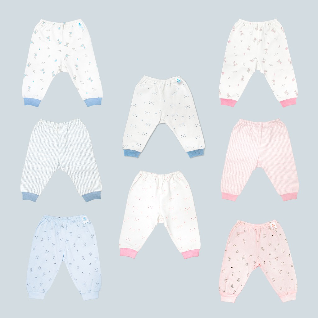 Quần Rã Đáy Sơ Sinh Dài Thu Đông MIOMIO, Họa Tiết: Thỏ, Sọc, Mèo Cho Bé Trai Bé Gái , Interlock Cotton