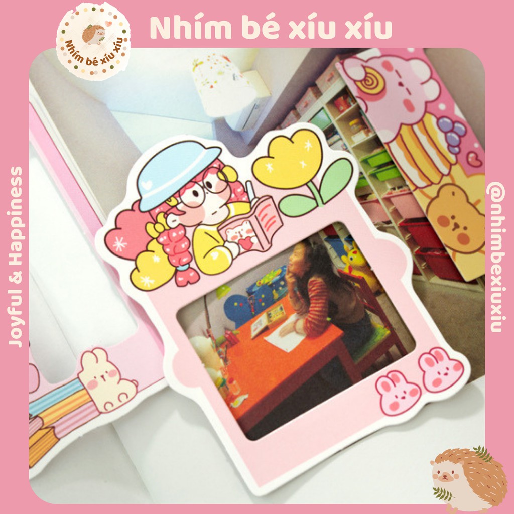 Set 30 sticker khung ảnh polaroid kèm hình dán cute trang trí sổ tay polcos frame VT202