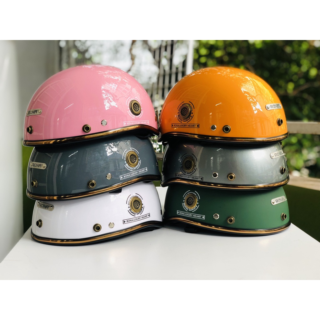 Mũ bảo hiểm nửa đầu RONA Luxury kèm kính phi công chính hãng, freeship, bảo hành 12 tháng