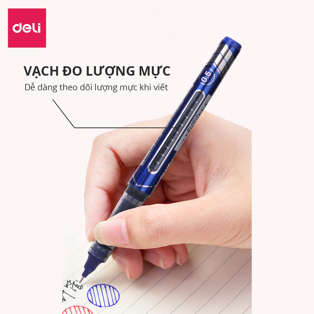 Bút ký mực gel cao cấp Deli - ngòi bút 0.5mm - mực Xanh - EQ20230