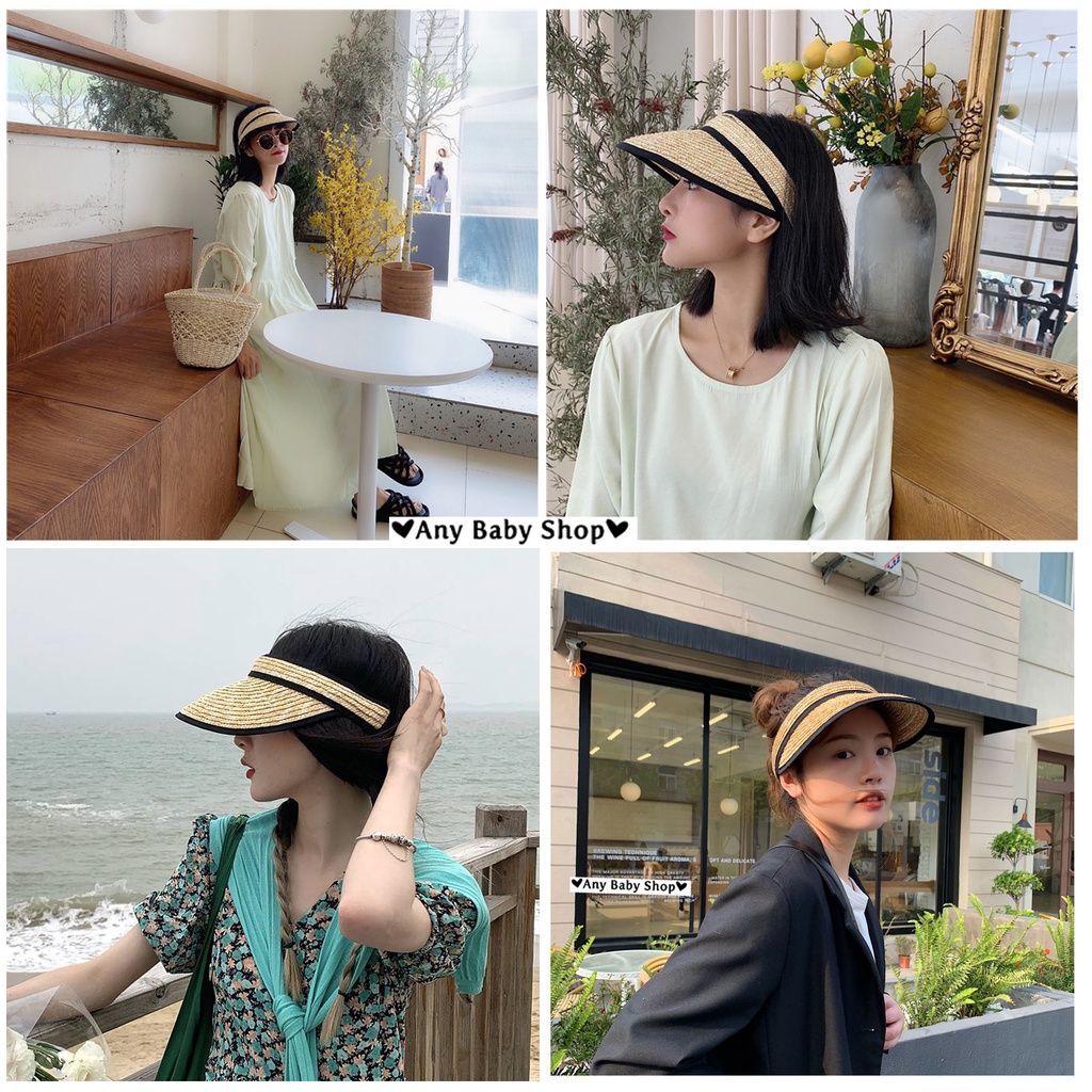 Mũ cói nữ đi biển đi chơi nửa đầu viền đen cực xinh-siêu hot mùa hè(hàng có sẵn) ❣❣