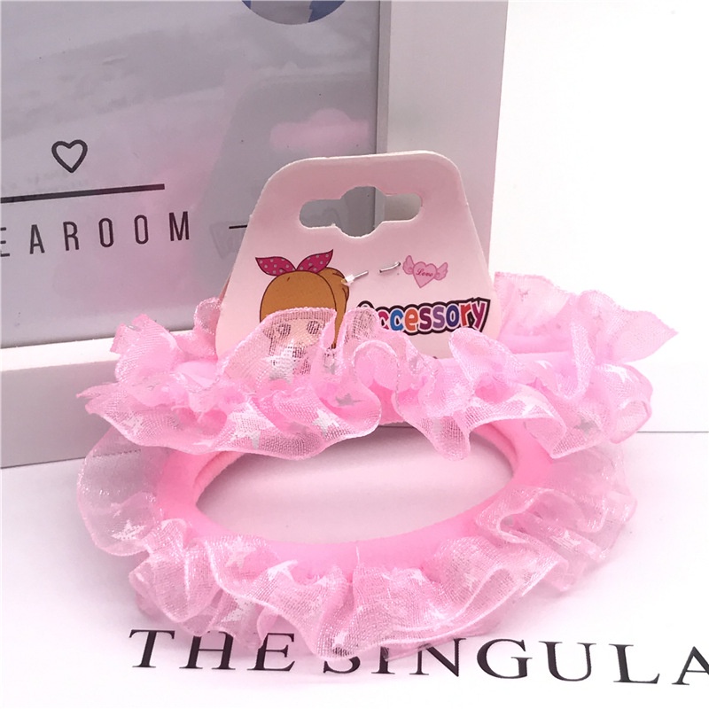 Set 2 dây buộc tóc voan xoăn cho bé - Dây cột tóc scrunchies hình sao dễ thương