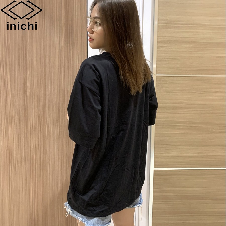 [Mã FAMALLT5 giảm 15% đơn 150k] Áo thun tay lỡ INICHI áo unisex form rộng in hình quả đào tiên - A647 màu đen