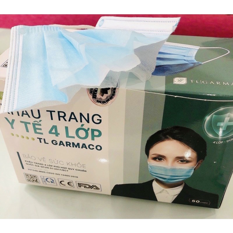 Hộp 50 CHIẾC Khẩu Trang Y Tế 4 Lớp Kháng Khuẩn