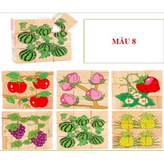 Tranh Ghép Gỗ 6 Mặt - Ghép Hình 3D Cho Bé - Mẫu 8 (Chủ đề các loại Hoa Quả)