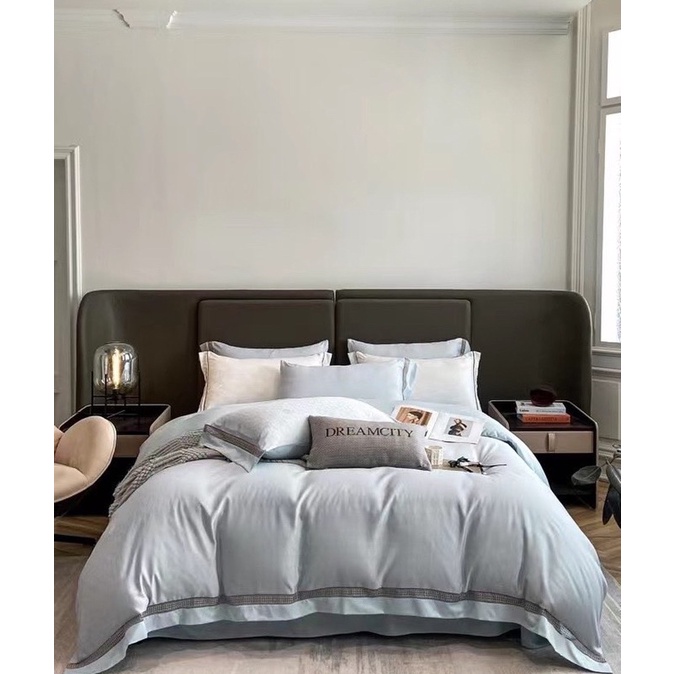 Set Bộ Vỏ Chăn Ga Gối Phi Lụa Viền Ren