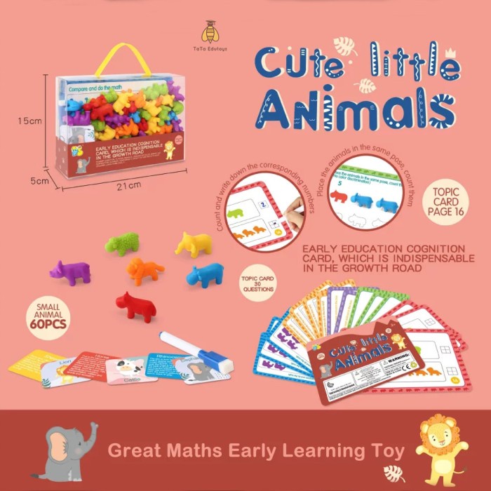 (Hàng Sẵn Sàng Để Gửi) ⭐Đếm⭐ Bộ Xử Lý Montessori / Edutoys Với 14 Thẻ Hoạt Động Dễ Thương - Đồ Chơi Trẻ Em / Trẻ Mới Biết Đi / Trẻ Mới