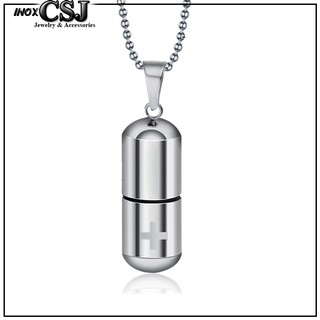 MẶT DÂY CHUYỀN INOX VIÊN THUỐC MÀU TRẮNG ĐỘC ĐẸP