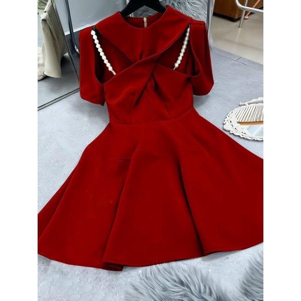 Đầm Bigsize Soắn Ngực Tay Cườm