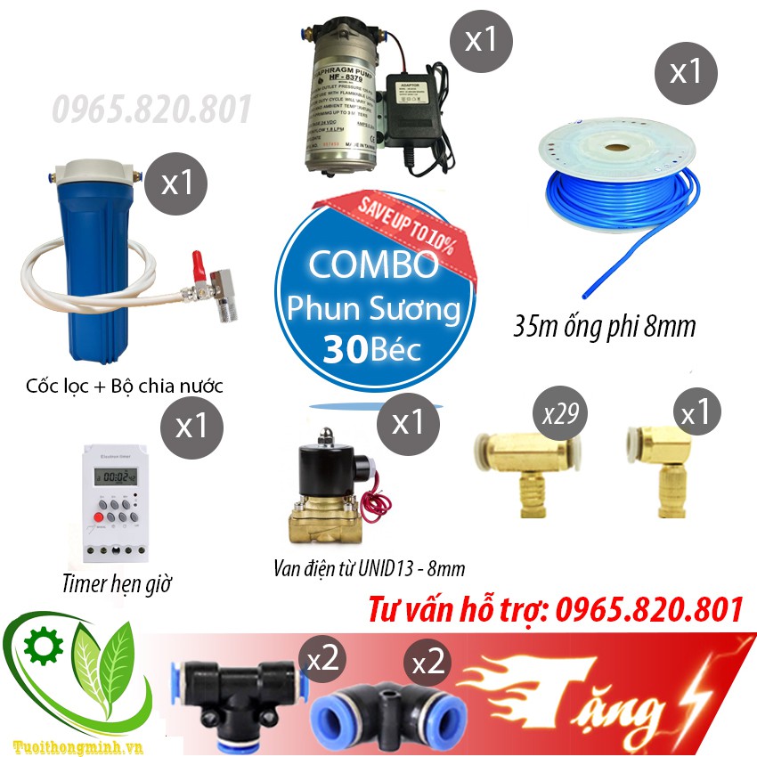 Trọn bộ phun sương tự động 30 béc