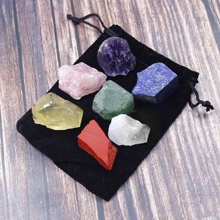 Bộ 7 đá Chakra tinh thể chữa bệnh bằng thạch anh thô tự nhiên giảm căng thẳng lo lắng