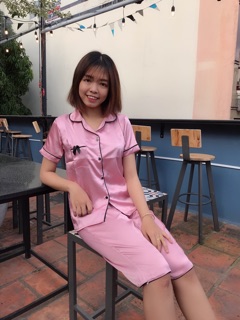 ( Freesize Lụa ) Đồ Bộ Pijama Lụa Nơ - Tay Ngắn Quần Lửng