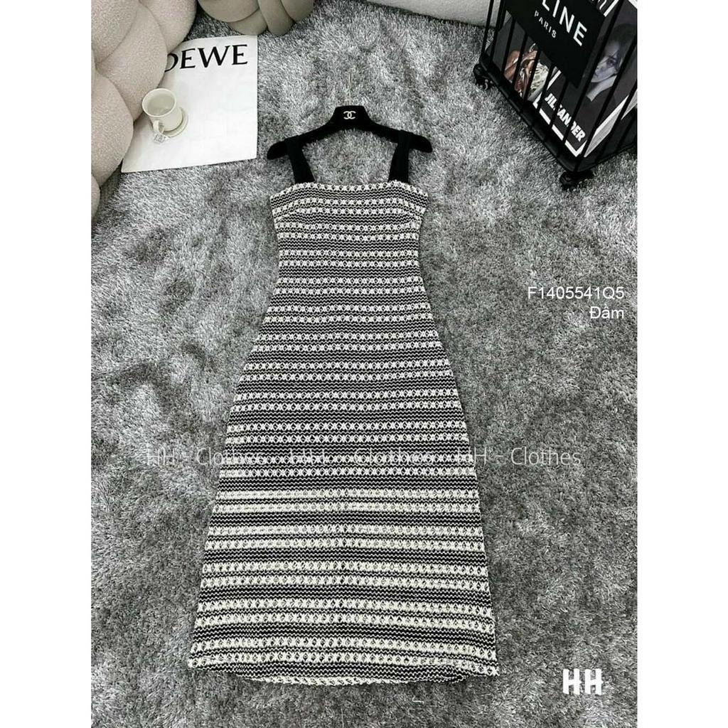 Đầm body len sọc họa tiết thổ dáng dài 2 dây hàng QC