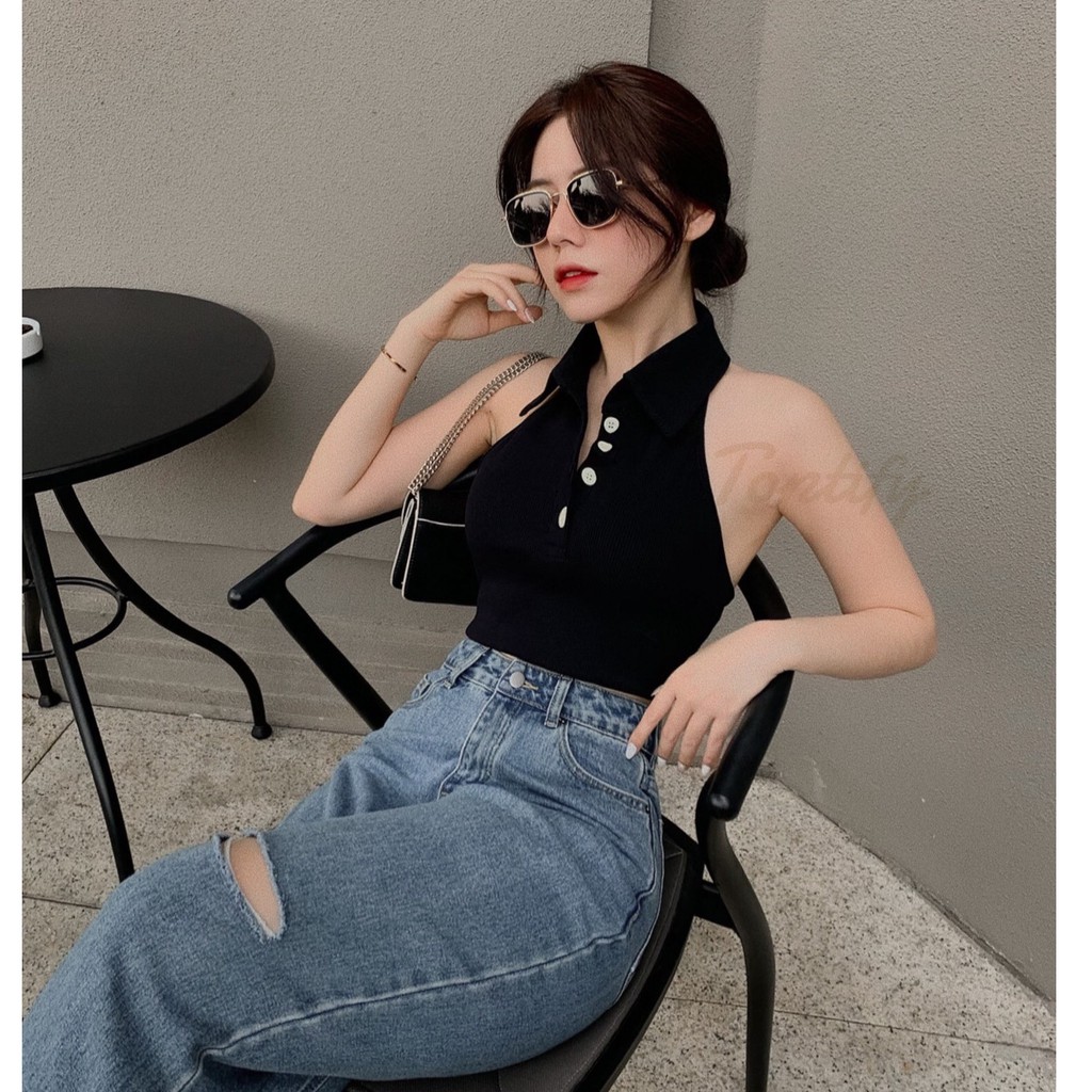 Áo croptop POLO BUTTONTOP [FREESHIP TOÀN QUỐC]