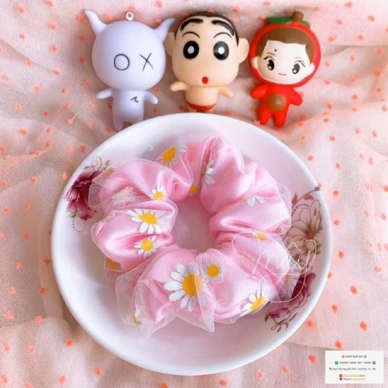 Dây Buộc Tóc SCRUNCHIES Hoa Cúc Hai Lớp