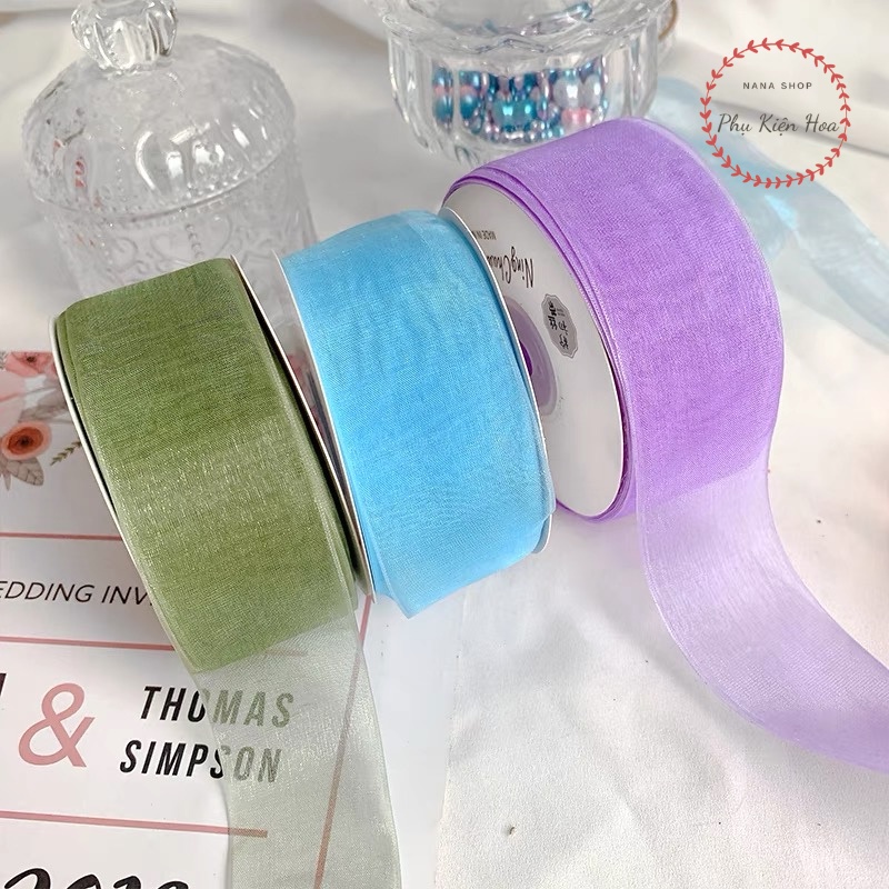 [Lẻ 1m, 5m] Ruy Băng Voan Trơn, Vải Organza Khổ 4cm Trang Trí Quà Tặng - Bó Hoa - Tiệc