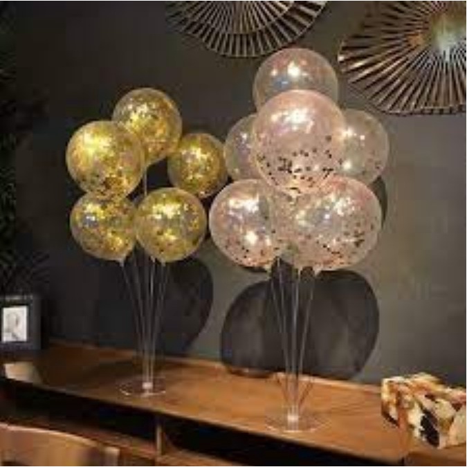 Trụ gắn bong bóng giả bóng bay 7 nhánh bằng mica Cao 70cm Để Bàn Trang Trí Sinh Nhật tiệc cưới