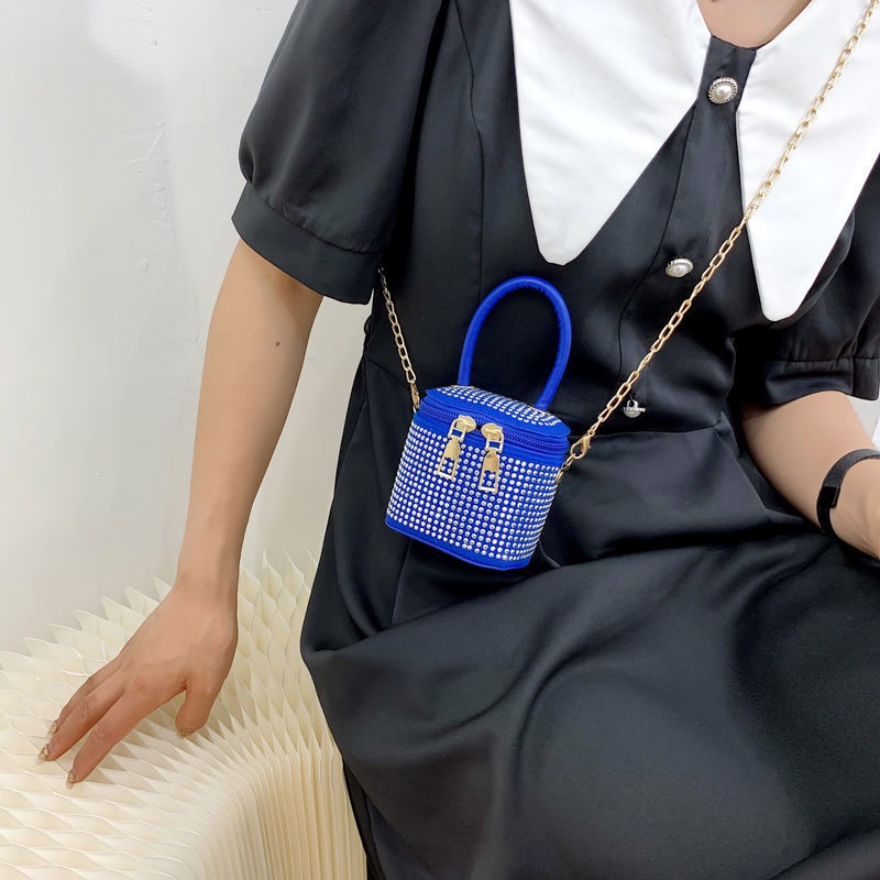 Túi Đeo Vai Hình Vuông Cỡ Nhỏ Đính Đá Lấp Lánh Phong Cách Phương Tây Thời Trang Sang Trọng Cho Nữ