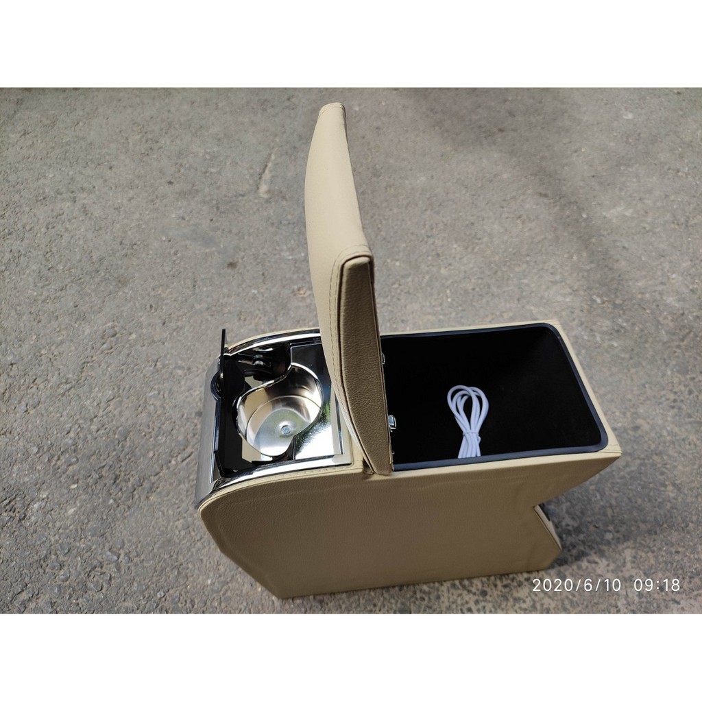 Hộp tỳ tay Kia Morning 2012-2019 MẪU GỖ-có cổng sạc USB