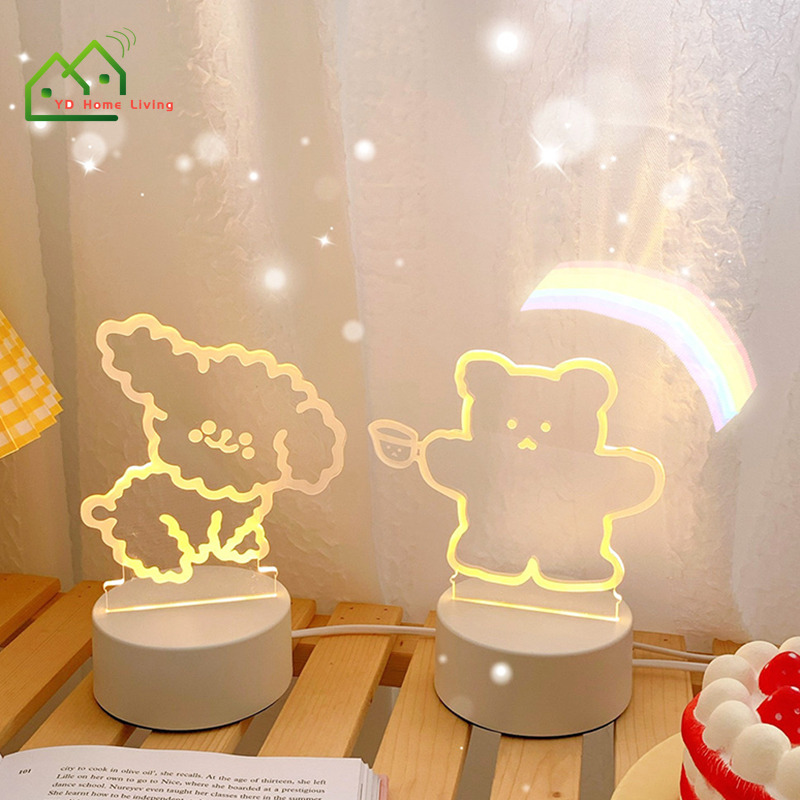 Đèn Ngủ Hoạt Hình 3D Bóng LED Huyền Ảo Chất Liệu Acrylic Thích Hợp Làm Quà Giáng Sinh