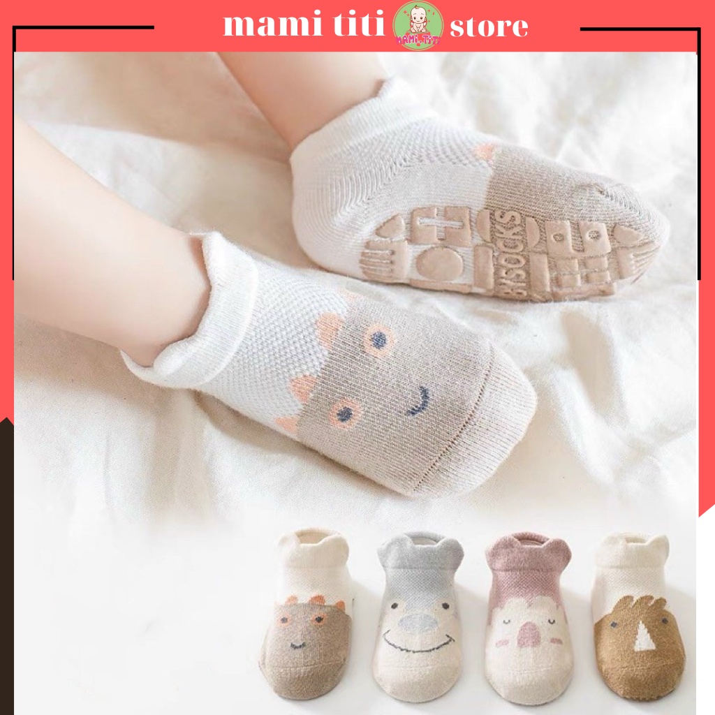 Set 5 đôi tất lưới nỉ hình thú đế chống trượt cao cấp Baby Sock