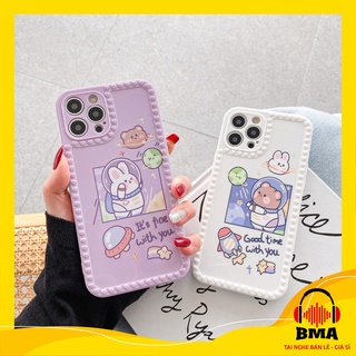 Ốp lưng iPhone 13/Mini/Pro/Pro Max/7 Plus/8 Plus/XR/XS Max/11/X/XS/12/12 ProMax Gấu & Thỏ Viền Tim