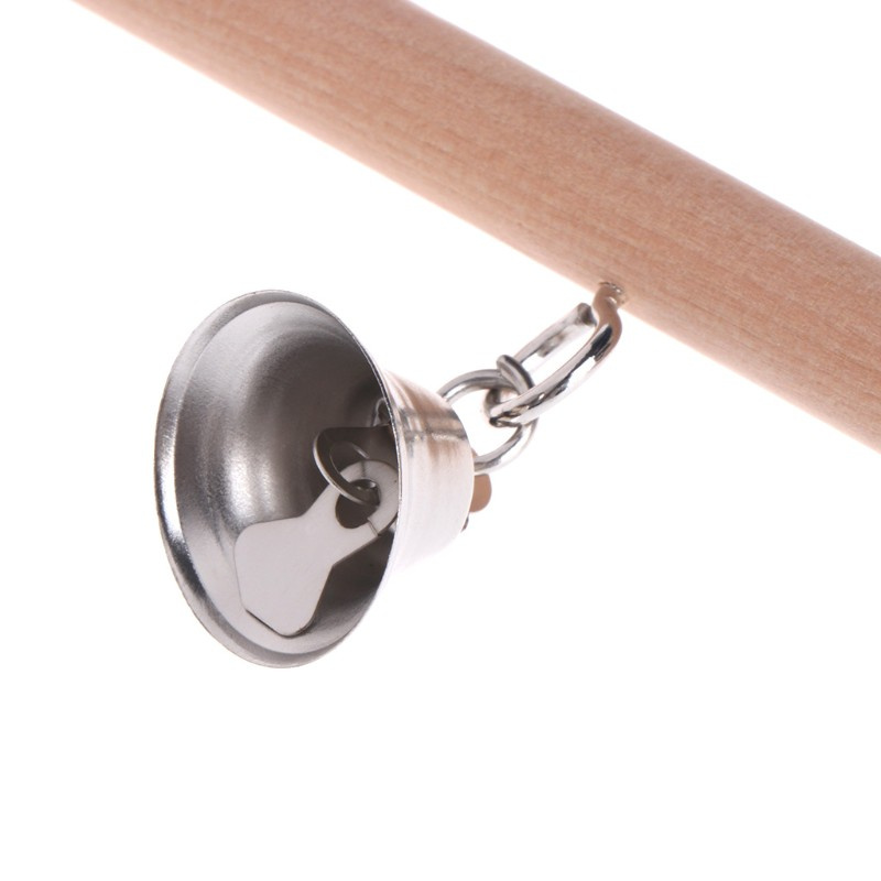 Giá đỡ bằng gỗ có chuông vui nhộn treo trang trí lồng chim vẹt