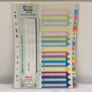 Chia file giấy 16 màu hoàng mai có số