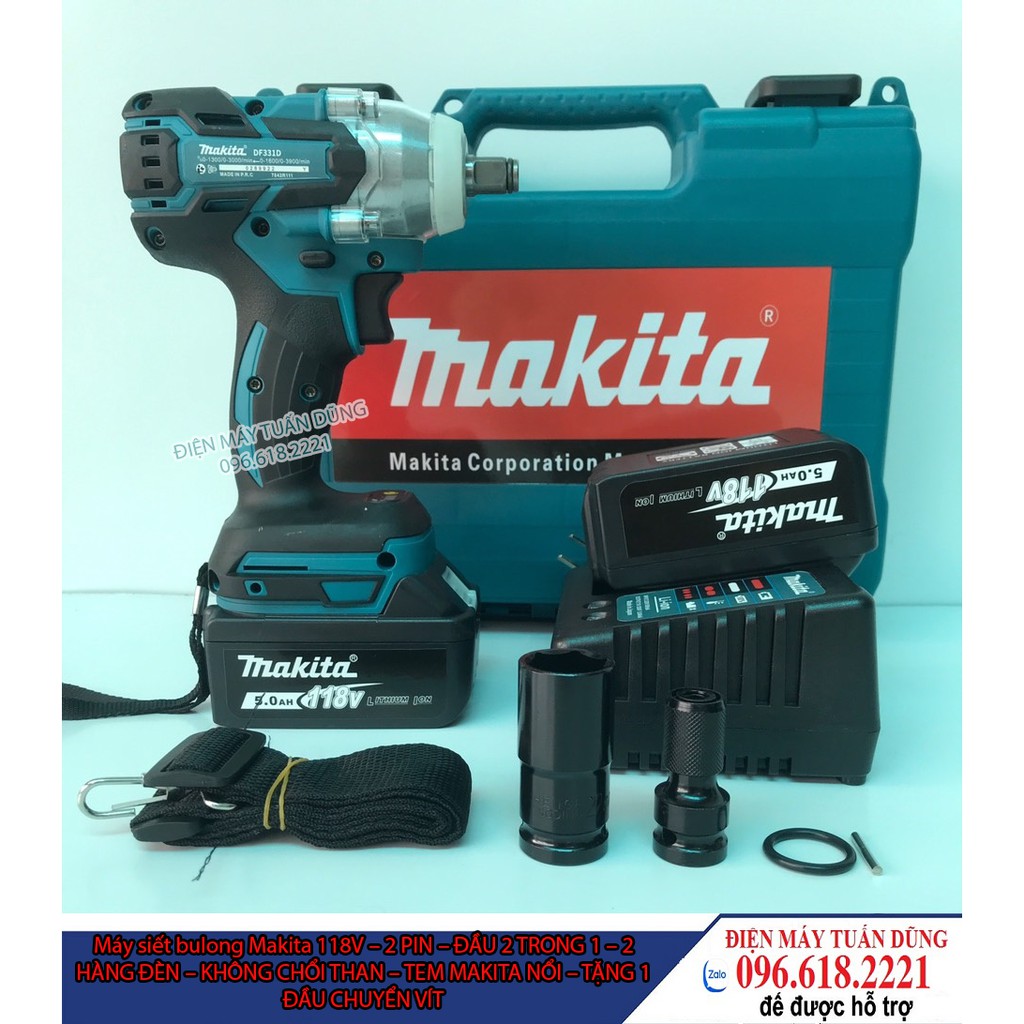 Máy siết bulong Makita 118v - 2 PIN - ĐẦU 2 TRONG 1 - 2 HÀNG ĐÈN