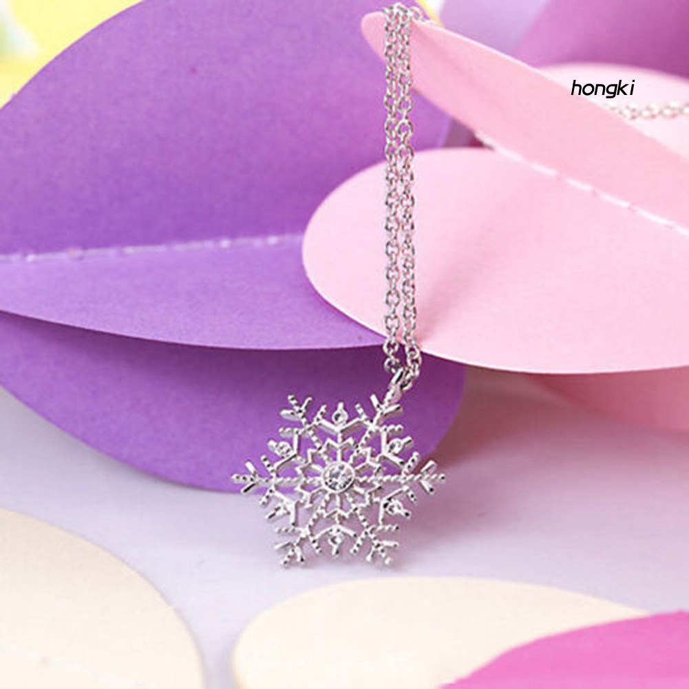Vòng cổ mặt hình hoa tuyết đính kim cương giả thời trang cho nữ