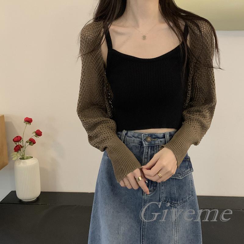 Áo Khoác Cardigan Dệt Kim Dài Tay Màu Sắc Thời Trang Cho Nữ