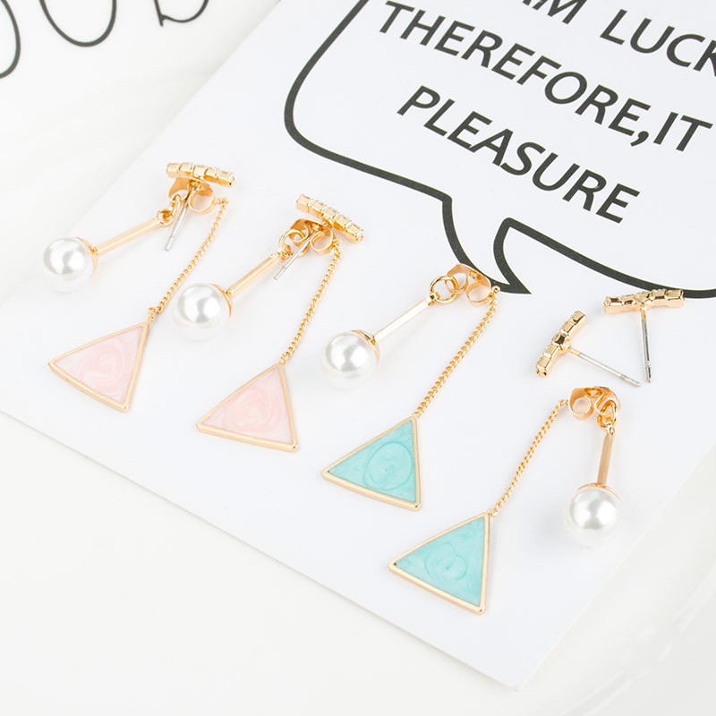 [Mã FASHIONT4FA2 giảm 10K đơn 50K] Fashionable Delicate Pearl Triangular Earrings for Women