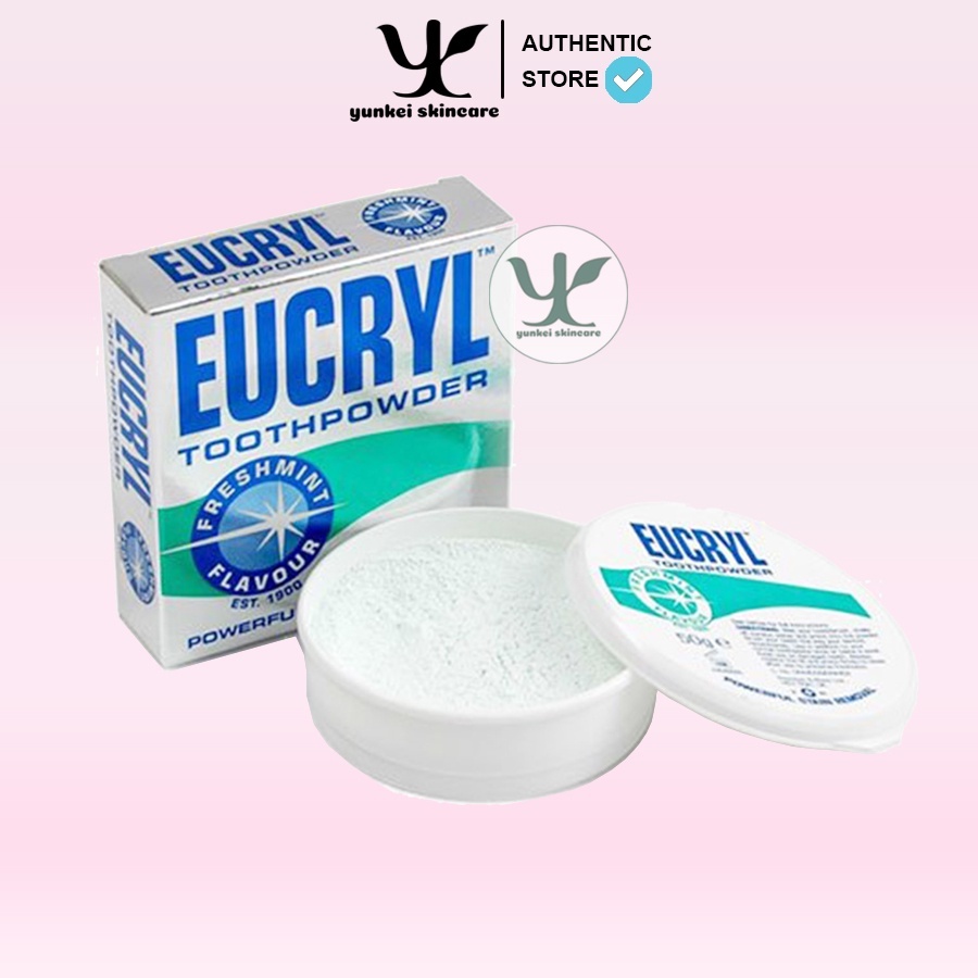 Bột &amp; Kem Đánh Răng Tẩy Trắng Eucryl Toothpowder 50g