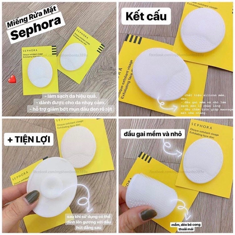 Miếng rửa mặt pad silicon Sephora- pad rửa mặt sephora