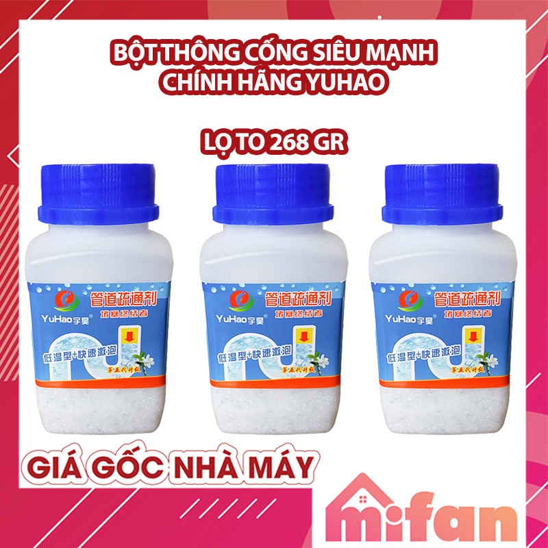 COMBO 3 Lọ Bột Thông Cống YUHAO - Bột Thông Tắc Thần Thánh Cực Mạnh - HÀNG CHÍNH HÃNG