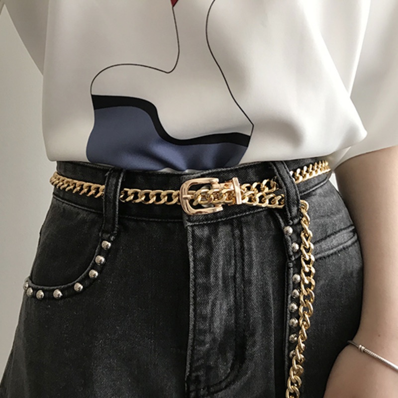 Dây Xích Kim Loại Đeo Thắt Lưng Phong Cách Hiphop Đơn Giản Thời Trang