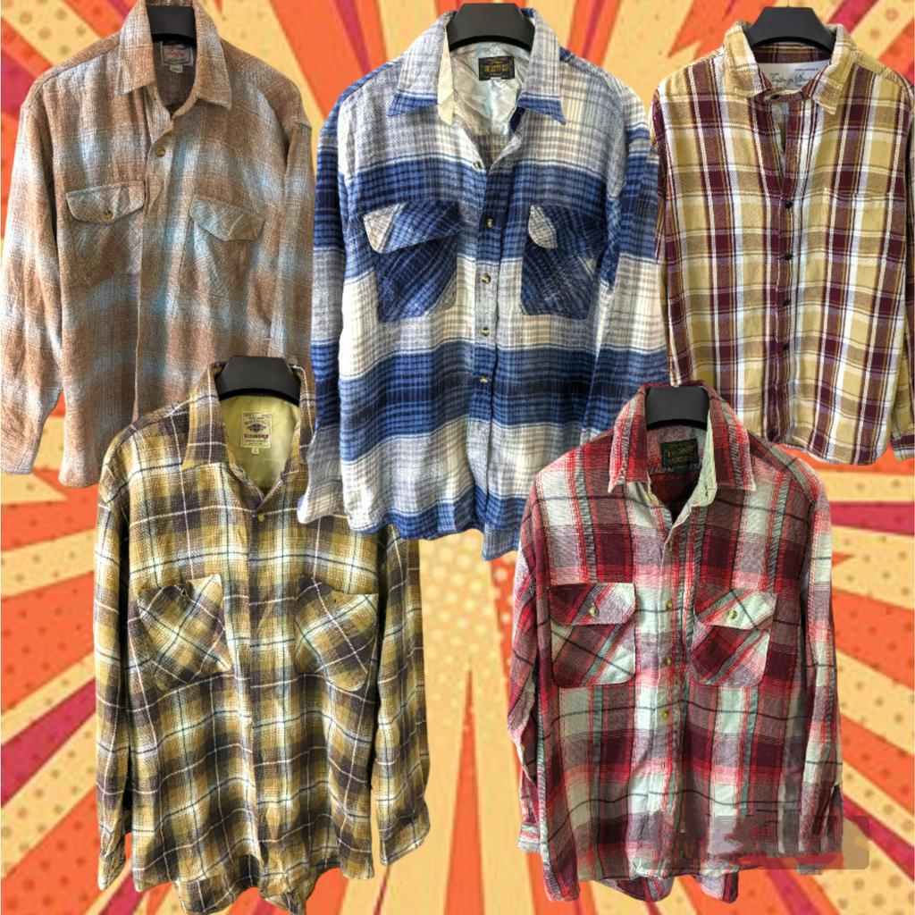 Áo sơ mi 2hand flannel unisex nam nữ caro kẻ sọc secondhand