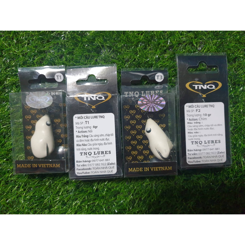 Mồi lure nhái hơi TNQ T1  và T3  - Toán Nhà Quê câu cá LƯỠI TITAN